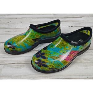 SLOGGERS Garden Shoes Clogs Wmns Sz 6 Colorful Floral Print Waterproof Slip On